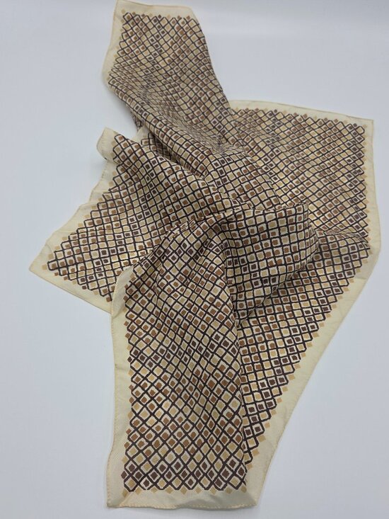 Accessories - Y2K Vintage Vibe Geometric Grid Scarf – Brown / Tan / Cream